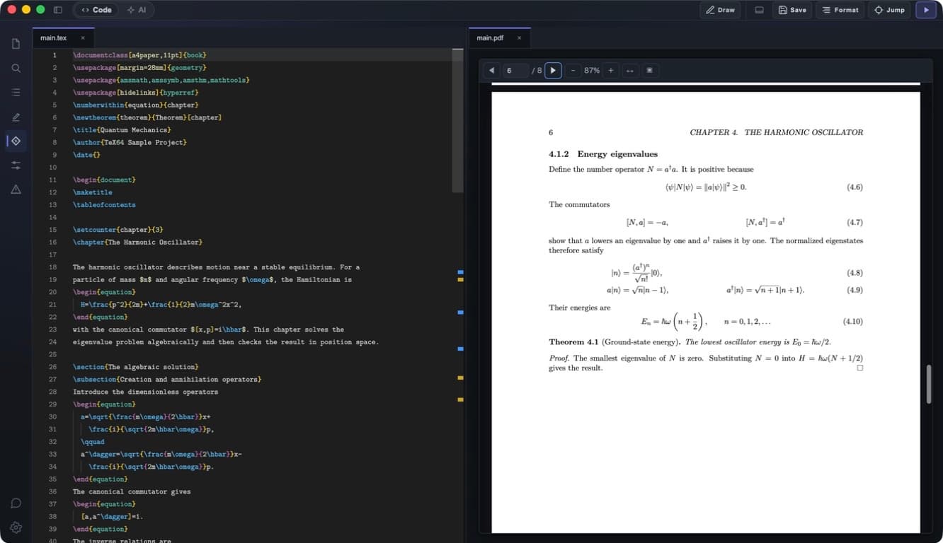 TeX64 app in English