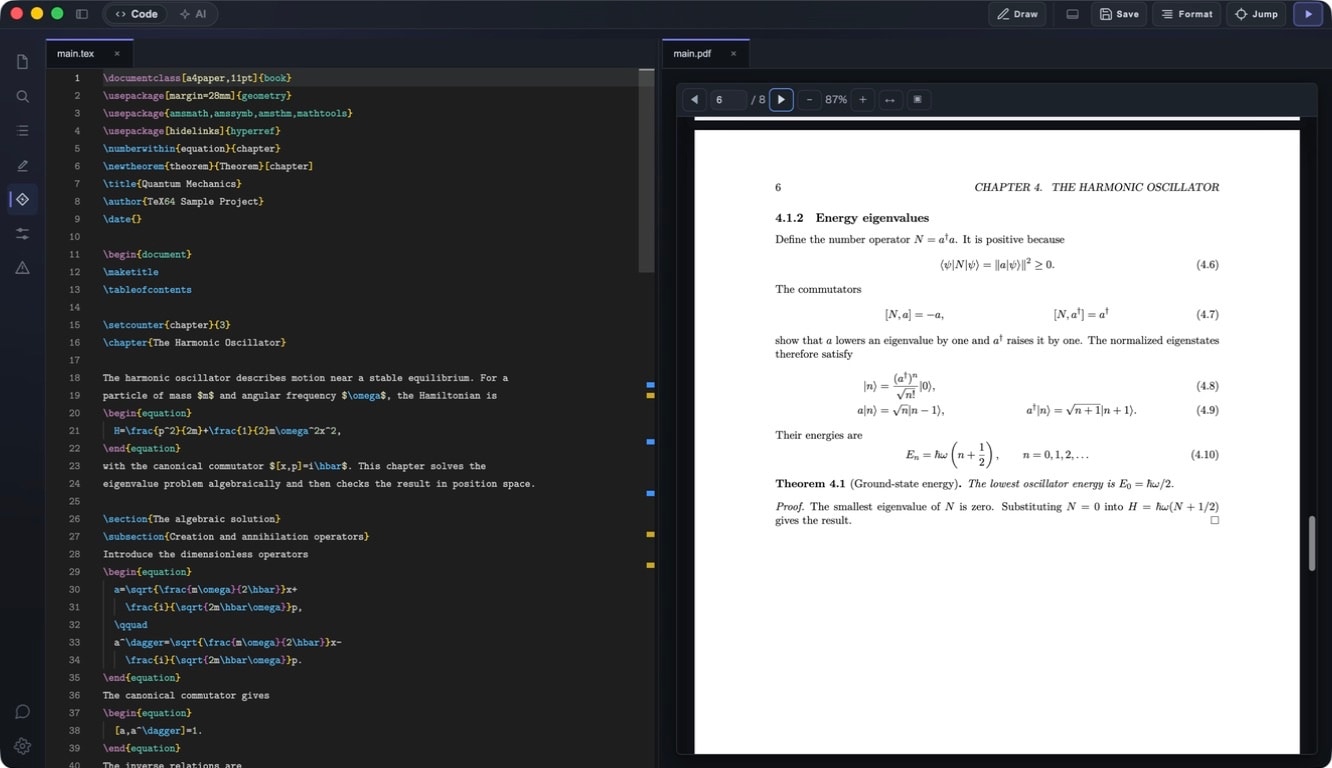 TeX64 app in English